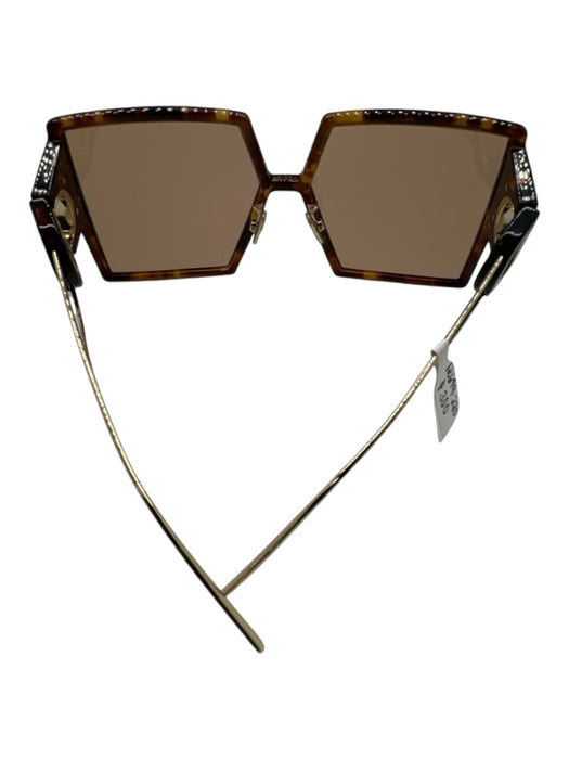 Christian Dior Brown Print Acetate Tortoise Gradient Lens Square Sunglasses Brown Print