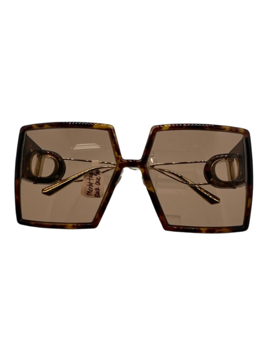 Christian Dior Brown Print Acetate Tortoise Gradient Lens Square Sunglasses Brown Print