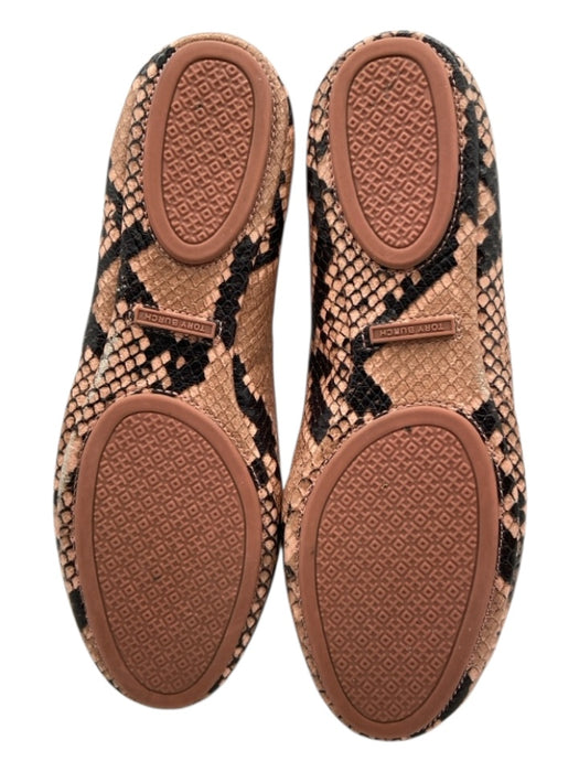 Tory Burch Shoe Size Est 7 Pink, Gray, Black Leather Elastic Logo ballet Flats Pink, Gray, Black / Est 7