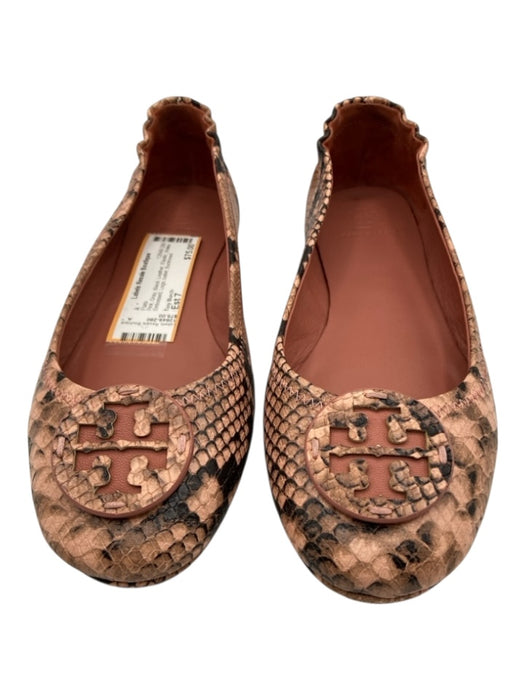 Tory Burch Shoe Size Est 7 Pink, Gray, Black Leather Elastic Logo ballet Flats Pink, Gray, Black / Est 7