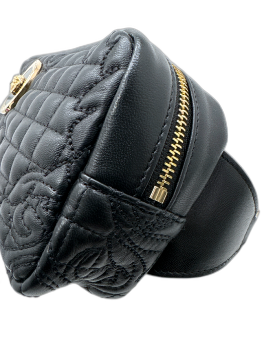 Versace Black Nappa Leather Quilted Medusa Gold Tone Hardware belt Bag Black / Small