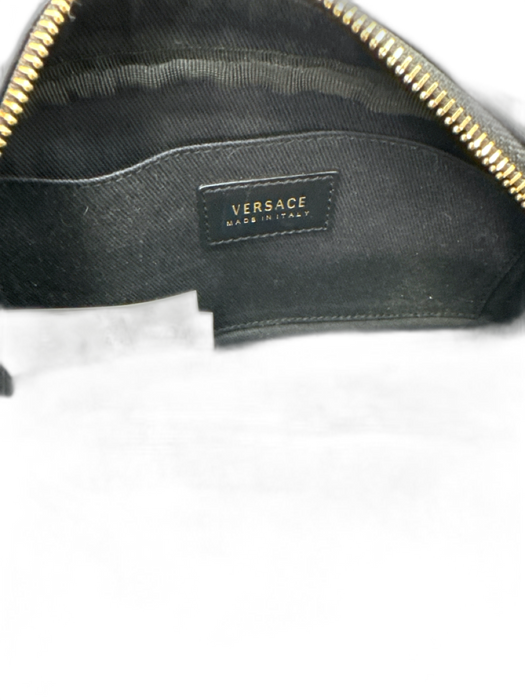 Versace Black Nappa Leather Quilted Medusa Gold Tone Hardware belt Bag Black / Small