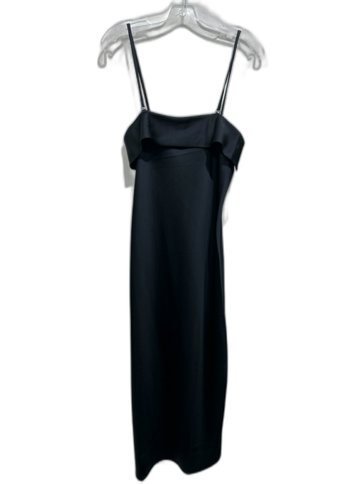 Banana Republic Size 10 Black Polyester Spaghetti Strap Back Slit Fold Over Gown Black / 10