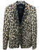 Escada Size 38 Beige, Tan & Black Cotton Blend Gold button Cheetah Blazer Jacket Beige, Tan & Black / 38