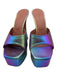 Amina Muaddi Shoe Size 38 Purple Iridescent Leather Square Toe Platform Sandals Purple Iridescent / 38