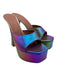 Amina Muaddi Shoe Size 38 Purple Iridescent Leather Square Toe Platform Sandals Purple Iridescent / 38