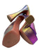 Amina Muaddi Shoe Size 38 Purple Iridescent Leather Square Toe Platform Sandals Purple Iridescent / 38