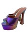 Amina Muaddi Shoe Size 38 Purple Iridescent Leather Square Toe Platform Sandals Purple Iridescent / 38