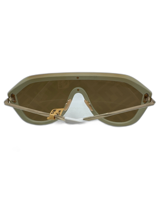 Fendi Cream & Brown Acetate gold tone metal Zucca case incl Shield Sunglasses Cream & Brown
