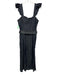 Atsu Size 10 Med Wash Cotton Denim Contrast Stitch Ruffle Straps Belted Dress Med Wash / 10