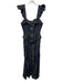 Atsu Size 10 Med Wash Cotton Denim Contrast Stitch Ruffle Straps Belted Dress Med Wash / 10