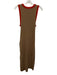 Toccin NY Size L Tan & Orange Rayon Blend Rib Knit Trim Detail Sleeveless Dress Tan & Orange / L