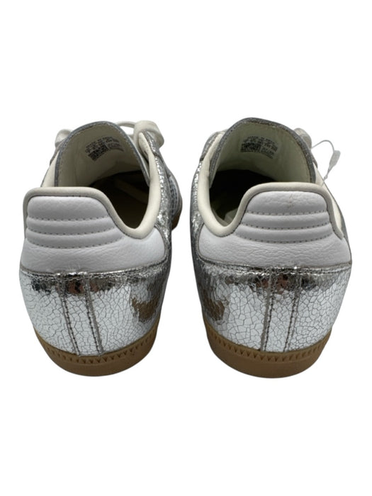 Adidas Shoe Size 7 Silver & White Leather Round Toe Cracked leather Sneakers Silver & White / 7