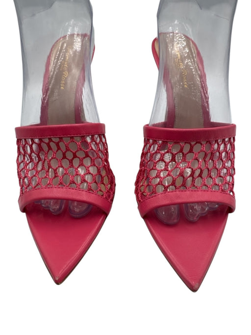Gianvito Rossi Shoe Size 38.5 Pink Leather Net Pointed Toe Mule Stiletto Sandals Pink / 38.5