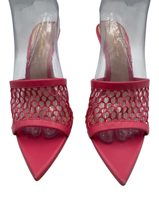 Gianvito Rossi Shoe Size 38.5 Pink Leather Net Pointed Toe Mule Stiletto Sandals Pink / 38.5