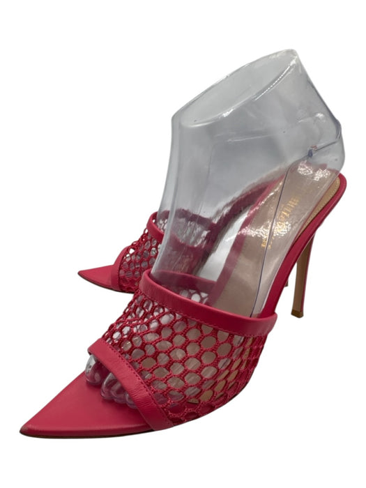Gianvito Rossi Shoe Size 38.5 Pink Leather Net Pointed Toe Mule Stiletto Sandals Pink / 38.5