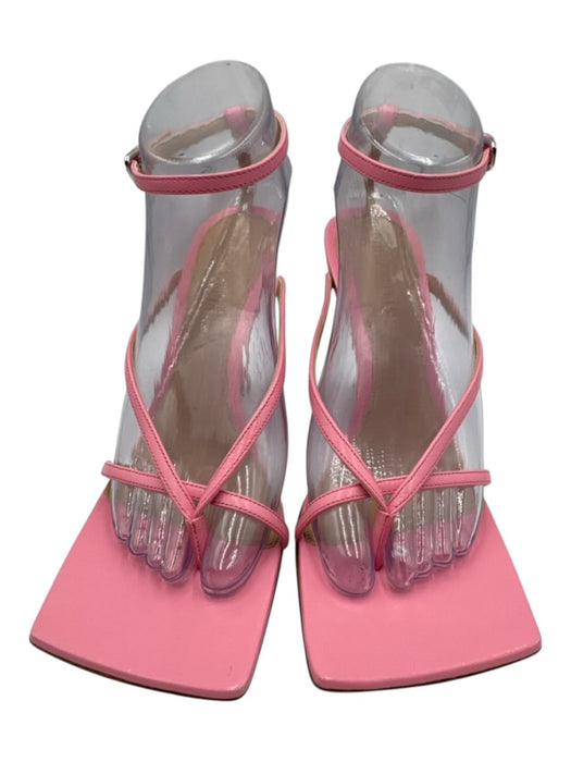Bottega Veneta Shoe Size 38 Pink Leather Square Toe Strappy Thong Wedge Sandals Pink / 38
