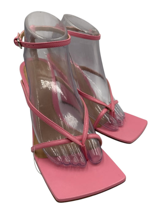 Bottega Veneta Shoe Size 38 Pink Leather Square Toe Strappy Thong Wedge Sandals Pink / 38