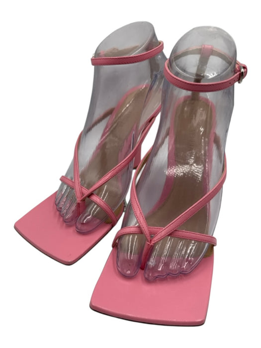 Bottega Veneta Shoe Size 38 Pink Leather Square Toe Strappy Thong Wedge Sandals Pink / 38