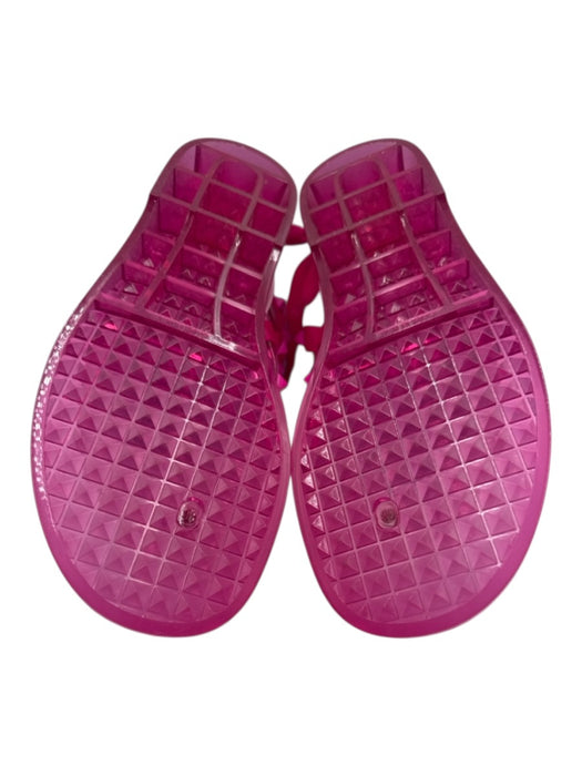 Valentino Shoe Size 38 Pink PVC Wedge Rock Studs Ankle Wrap Thong Sandals Pink / 38