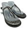 Chanel Shoe Size 37.5 Gunmetal Chain Quilted Ankle Strap Round Toe Thong Sandals Gunmetal / 37.5