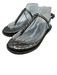 Chanel Shoe Size 37.5 Gunmetal Chain Quilted Ankle Strap Round Toe Thong Sandals Gunmetal / 37.5