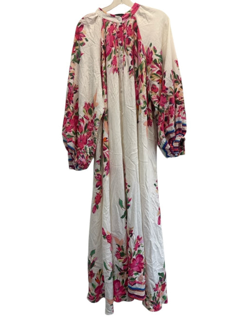 Beulahstyle Size One Size Pink, Green, Blue Cotton Blend Long Sleeve Maxi Dress Pink, Green, Blue / One Size