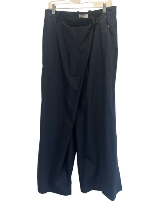 COS Size 8 Navy Blue Cotton High Rise Faux Wrap Pockets Wide Leg Pants Navy Blue / 8