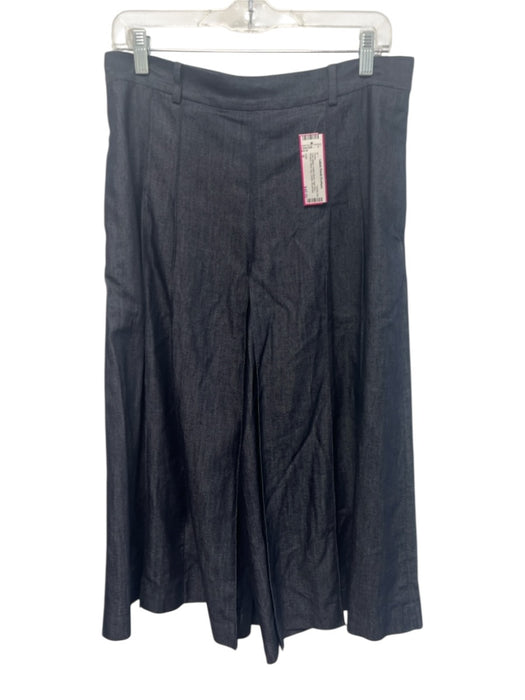 COS Size 8 Dark Wash Cotton Blend High Rise Pleated Wide Leg Culotte Pants Dark Wash / 8
