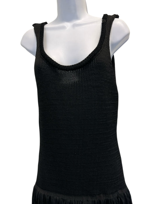 Mango Size 6 Black Polyester Sleeveless Crochet Knit Fringe Maxi Dress Black / 6