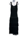 Mango Size 6 Black Polyester Sleeveless Crochet Knit Fringe Maxi Dress Black / 6