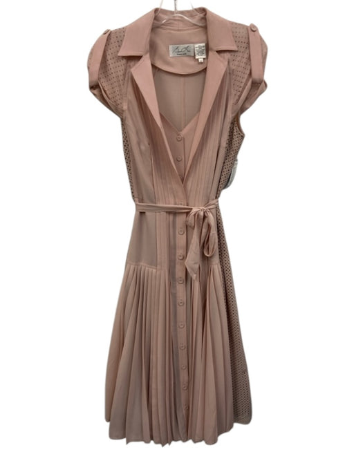 Byron Lars Beauty Mark Size 6 Pink & Brown Polyester Cap Sleeve Laser Cut Dress Pink & Brown / 6