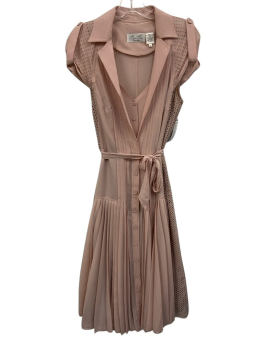Byron Lars Beauty Mark Size 6 Pink & Brown Polyester Cap Sleeve Laser Cut Dress Pink & Brown / 6