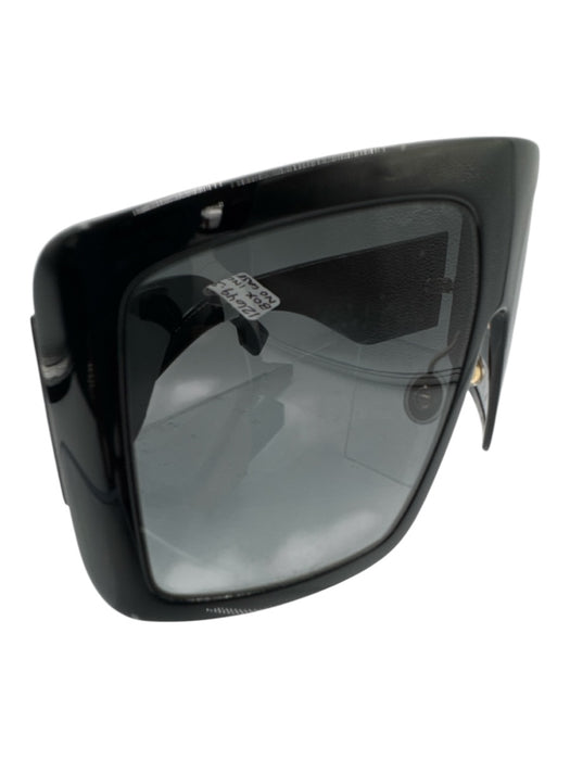 Christian Dior Black Acetate Gold hardware Logo Oversize Shield Sunglasses Black