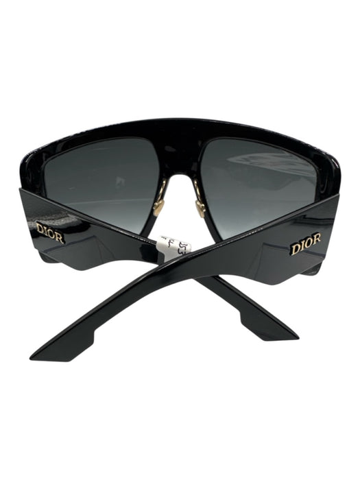 Christian Dior Black Acetate Gold hardware Logo Oversize Shield Sunglasses Black