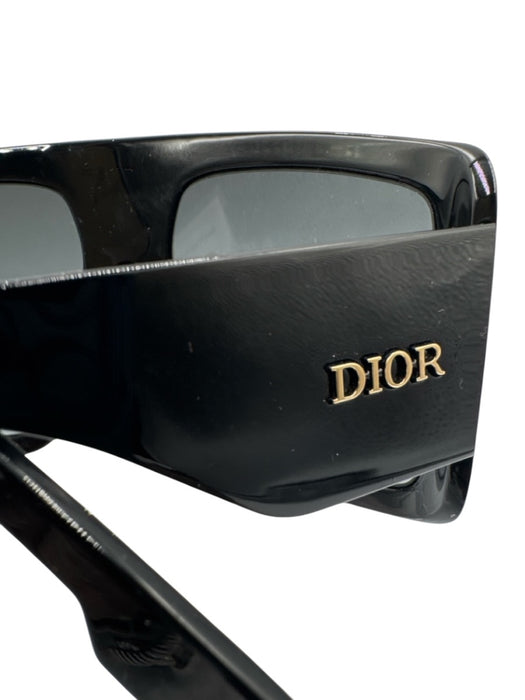 Christian Dior Black Acetate Gold hardware Logo Oversize Shield Sunglasses Black