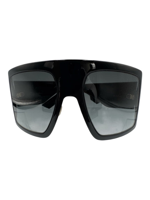 Christian Dior Black Acetate Gold hardware Logo Oversize Shield Sunglasses Black