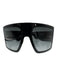 Christian Dior Black Acetate Gold hardware Logo Oversize Shield Sunglasses Black