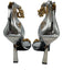 Versace Shoe Size 38.5 Silver, Black, Gold Leather Back Zip Chain Strap Pumps Silver, Black, Gold / 38.5