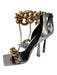 Versace Shoe Size 38.5 Silver, Black, Gold Leather Back Zip Chain Strap Pumps Silver, Black, Gold / 38.5