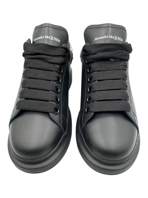 Alexander McQueen Shoe Size 37.5 Black & Silver Leather Upper Round Toe Sneakers Black & Silver / 37.5