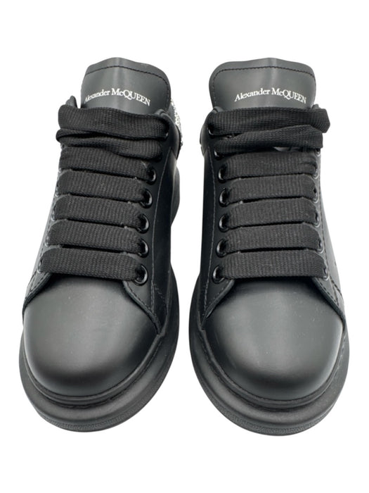 Alexander McQueen Shoe Size 37.5 Black & Silver Leather Upper Round Toe Sneakers Black & Silver / 37.5