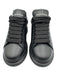 Alexander McQueen Shoe Size 37.5 Black & Silver Leather Upper Round Toe Sneakers Black & Silver / 37.5