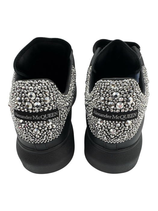 Alexander McQueen Shoe Size 37.5 Black & Silver Leather Upper Round Toe Sneakers Black & Silver / 37.5