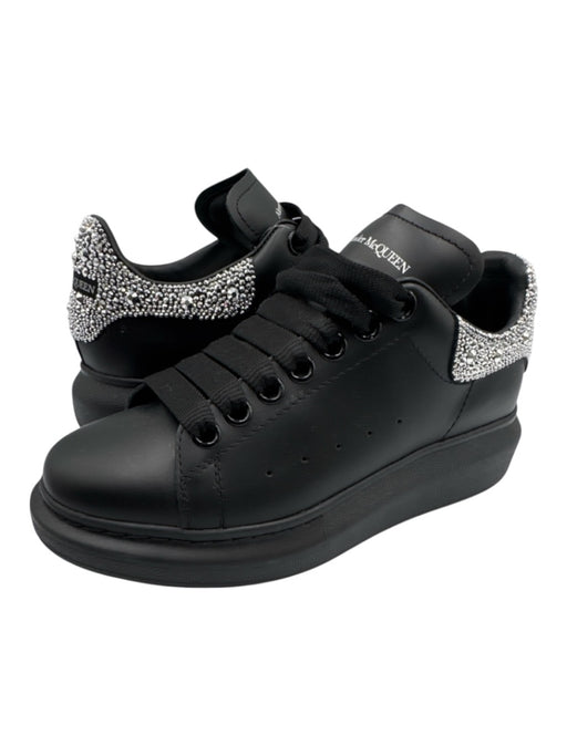 Alexander McQueen Shoe Size 37.5 Black & Silver Leather Upper Round Toe Sneakers Black & Silver / 37.5