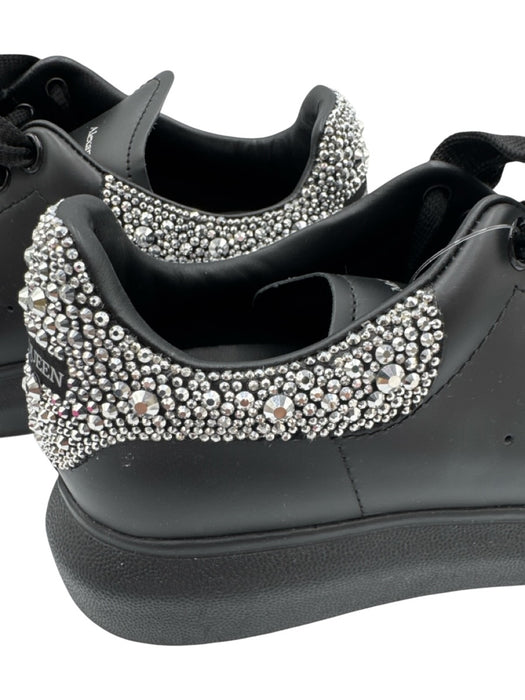 Alexander McQueen Shoe Size 37.5 Black & Silver Leather Upper Round Toe Sneakers Black & Silver / 37.5
