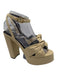 Saint Laurent Shoe Size 38 Beige Leather Ankle Wrap Knot Open Toe Platform Pumps Beige / 38