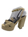 Saint Laurent Shoe Size 38 Beige Leather Ankle Wrap Knot Open Toe Platform Pumps Beige / 38