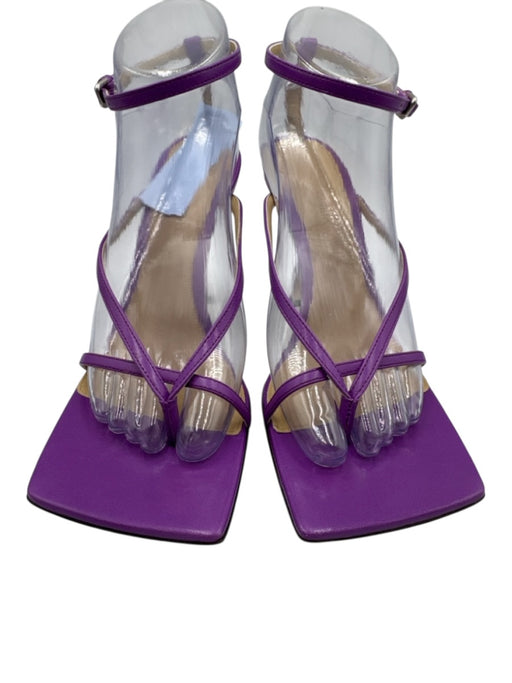Bottega Veneta Shoe Size 38.5 Purple Leather Square Toe Strappy Mid Heel Sandals Purple / 38.5