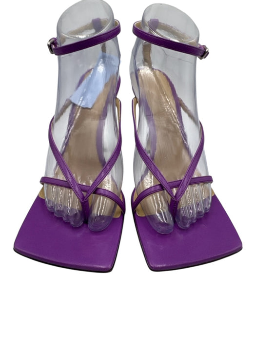 Bottega Veneta Shoe Size 38.5 Purple Leather Square Toe Strappy Mid Heel Sandals Purple / 38.5